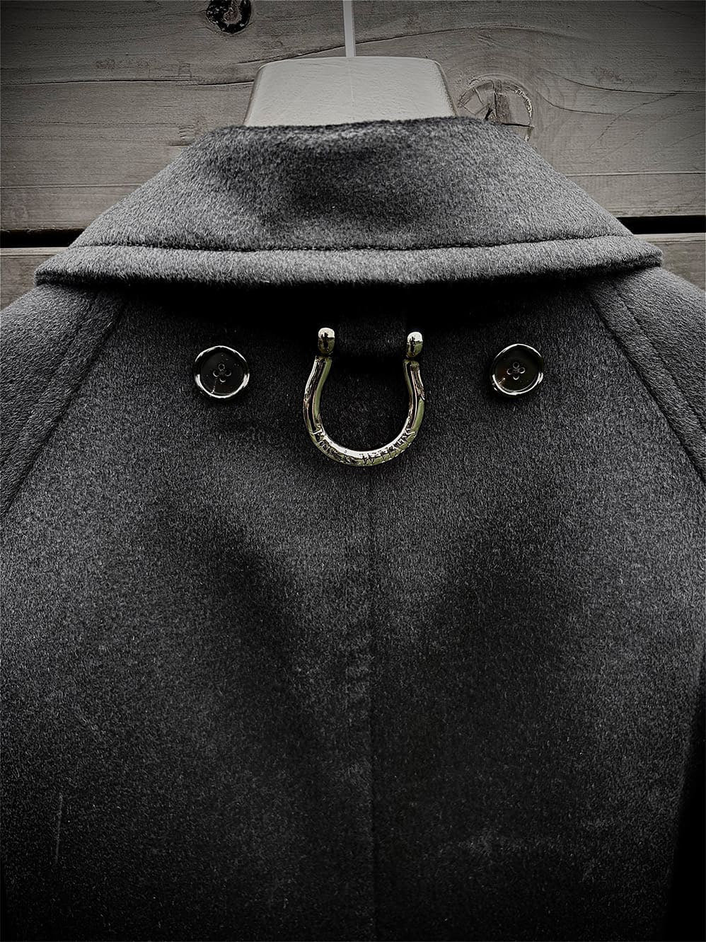 WOOL/CASHMIRE HOODED BALMACCAN COAT