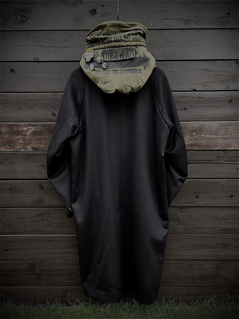 WOOL/CASHMIRE HOODED BALMACCAN COAT