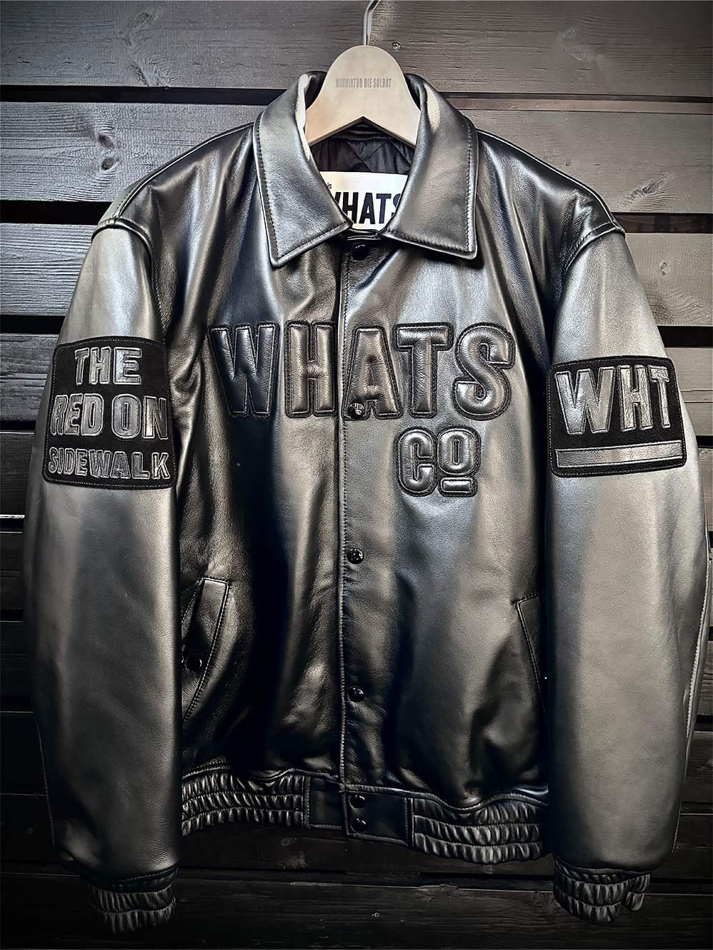 LEATHER VARSITY JACKET WHATS CO.