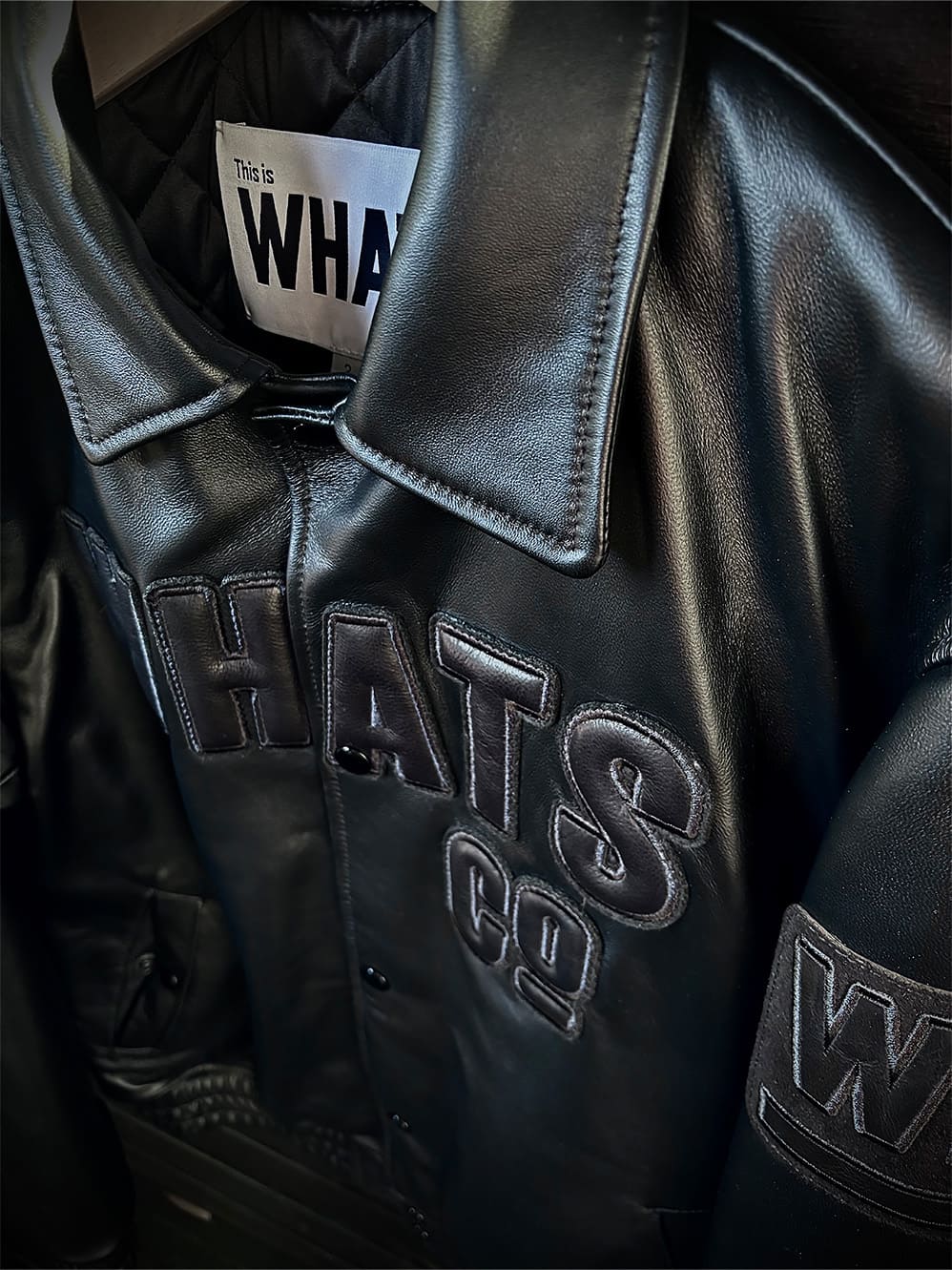 LEATHER VARSITY JACKET WHATS CO.