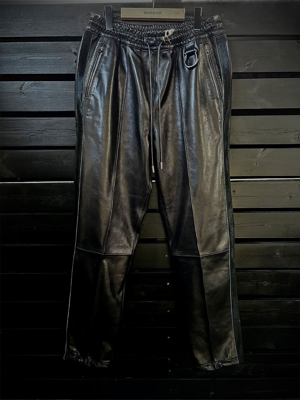 LEATHER TRACK PANTS
