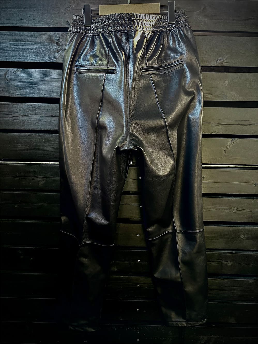 LEATHER TRACK PANTS