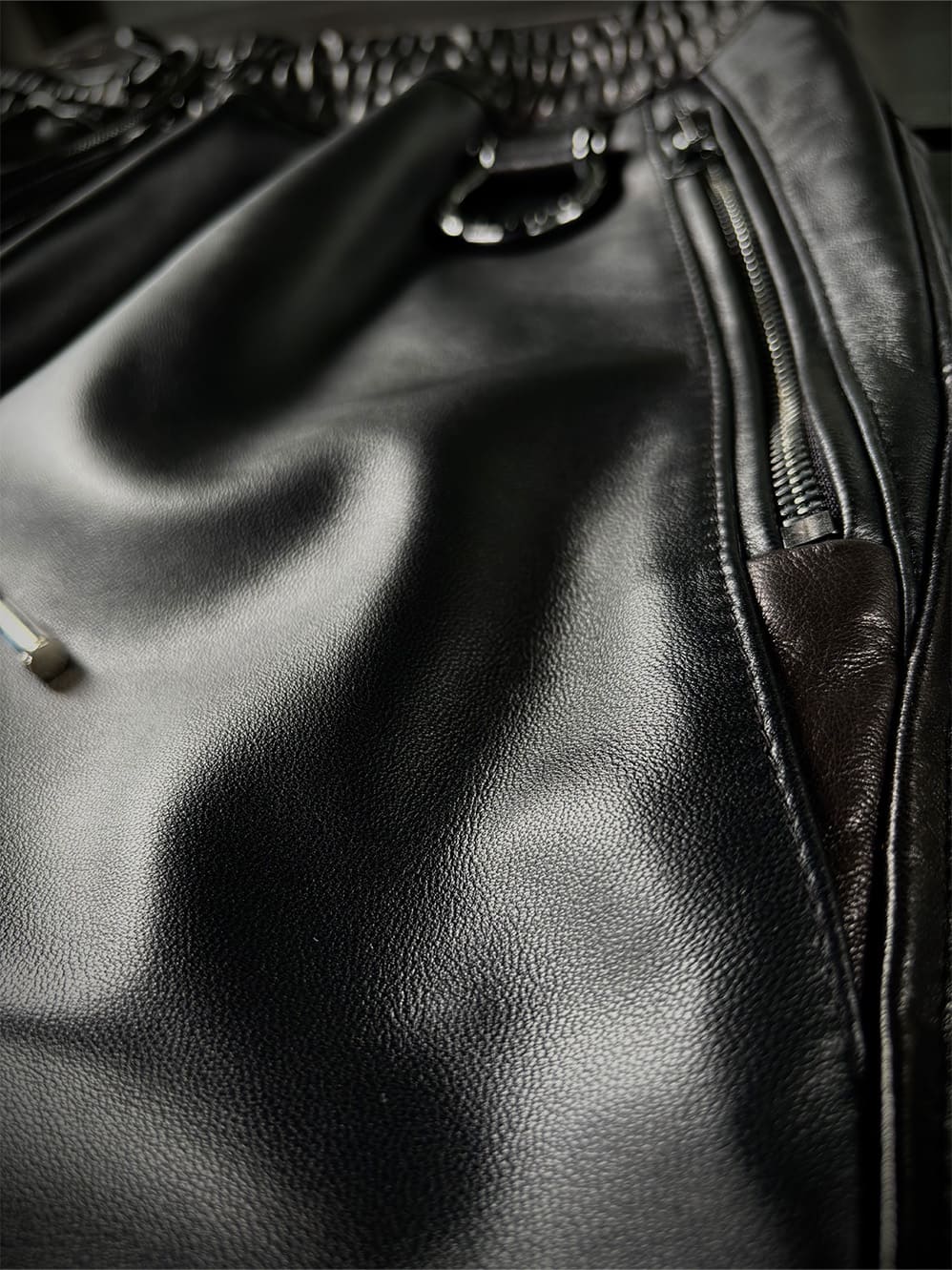 LEATHER TRACK PANTS